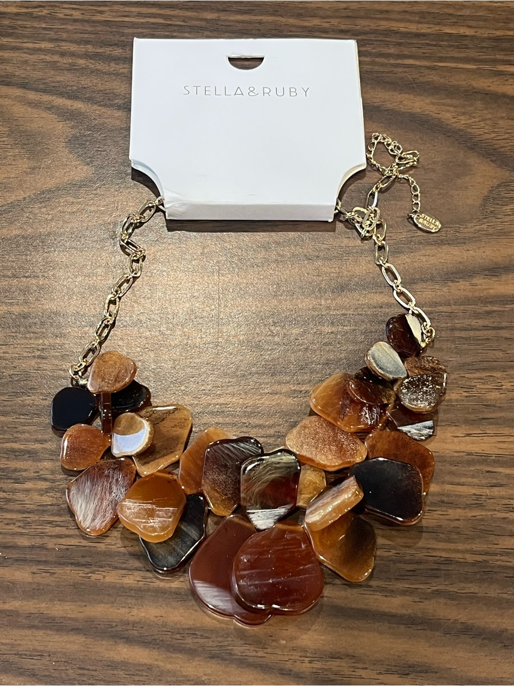 NWT Signed Faux Tort Statement Necklace